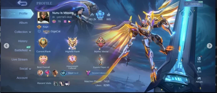 Lv 79 309 Skins All Heroes & Max Emblems Renowned Collector I • Saber Legend • Floryn Sanrio • Karina Leona • 600+ Collector Tokens