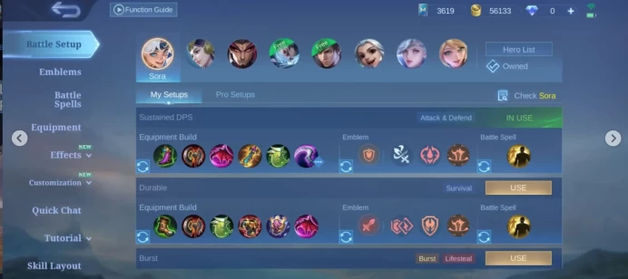 Lv. 119 361 Skins All Heroes & Emblems Maxed Franco Legend • Yuzhong Exorcist • 3x Collector