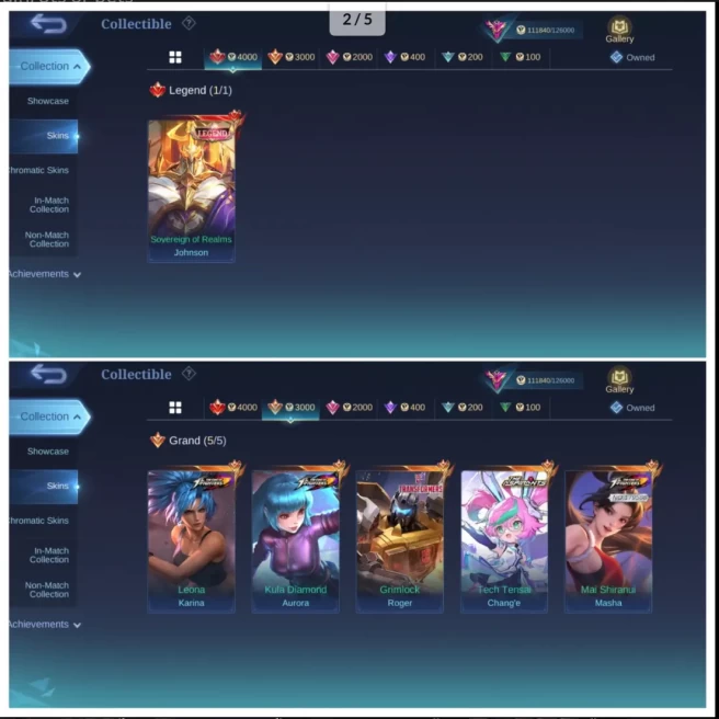 ML-517 Skins 393 [ Legend Johnson ] KOF Masha x KOF Aurora / Aspirants Change / Myaw Lesley x Silvana / Zodiac Martis x Helcurt