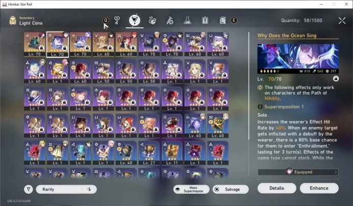 NA|1 GC|TL 55|5 Limited (Hysilens,Black Swan)+Sign Kafka,Archer,DHPT +1 STD Char (Himeko)|Male MC|TakeMail|HSR9004