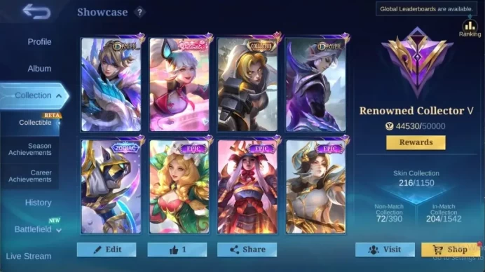 Global|216S|Renowned|Zodiac Helcurt,Epic Freya Rafaela Luoyi Balmond Bane,Claude Christmas MSC| ML3128B