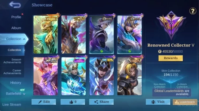 Global|194S|Renowned|PRIME Granger,DragonTamer Ling Kimmy,SABER Freya Jonhson Saber,etc| ML3129B