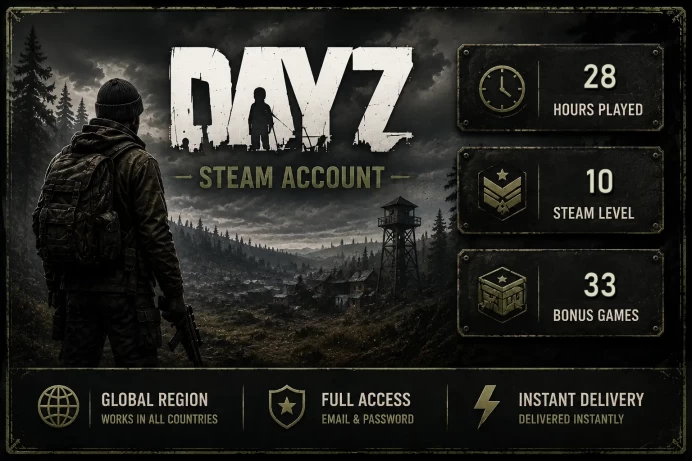 [STEAM] DayZ ACCOUNT | 28 HOURS | 33 BONUS GAMES | STEAM LVL 10 | FULL ACCESS | INSTANT DELIVERY