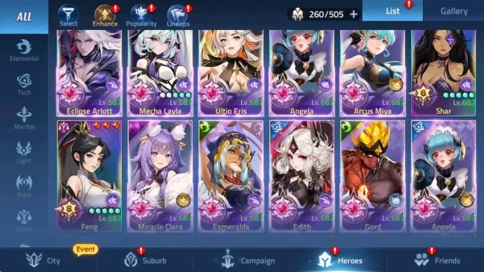 Global 70xx|Lv.433|6306M Power|Camp 82-4|Vip 10|Hero 260|22 Nexus|85 Awaken|11 UR|11 Epic Skin|52 Elite Skin|Check SS MLA170B
