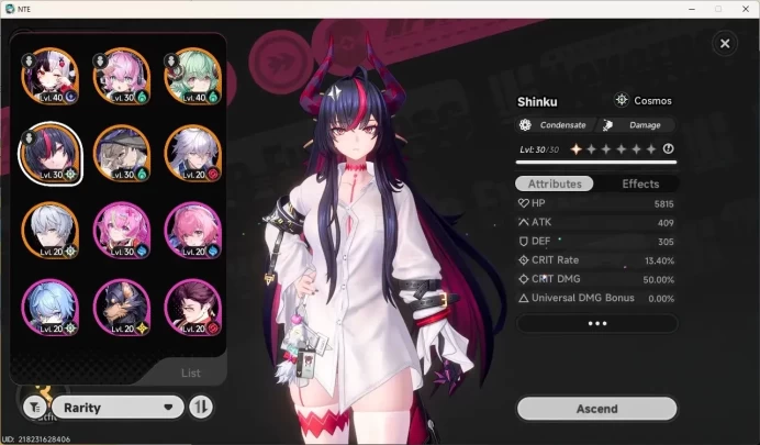 SEA|Hunter Lv.25|5 S-Class/4 Limited [Iroi]+Sign,Shinku,Lacrimosa,Linko|Mc Male|Check SS NTE351B