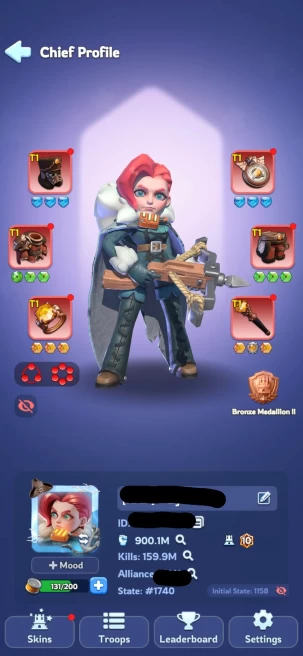 10 - FC 10 | Power 900M | 43 Hero | VIP 10 | 28 Skin | Full Helios | 719k Gems | 2,4k Mythic Shard | INSTANT DELIVERY!