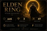 [STEAM] Elden Ring Account | 206 HOURS | 42 BONUS GAMES | STEAM LVL 3 | Global Region | Full Access | Instant Delivery