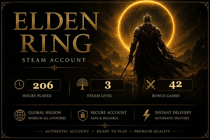 [STEAM] Elden Ring Account | 206 HOURS | 42 BONUS GAMES | STEAM LVL 3 | Global Region | Full Access | Instant Delivery