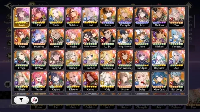Global|FullEX7(MeliaTC1,Rosie,Juri,FaiTC2,GelindusTC1)|40 TC6(Dellons,Silvesta,Etc.)|12k Ruby|Fuse 91/200|Netmarble|7KR088B