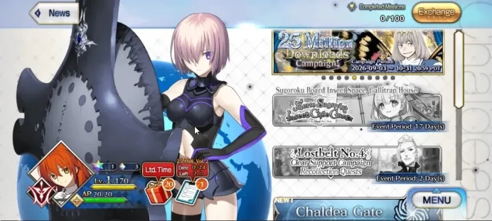 NA Starter Fuyuki Lv 1|1 SSR Servant Altria Caster|42 Golden Apple|BirthDay Unset|Log Code|Check SS|(FGO1002)