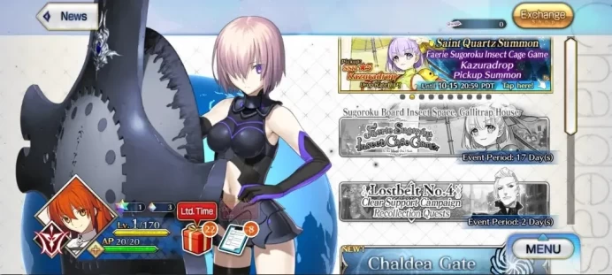 NA Starter Fuyuki Lv 1|1 SSR Servant Altria Caster|42 Golden Apple|BirthDay Unset|Log Code|Check SS|(FGO999)