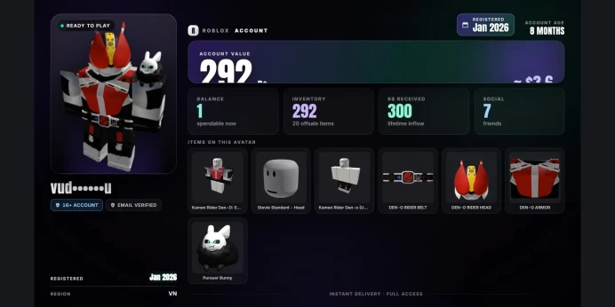 ✨ 300 Robux Spent ✅ 2026 Reg ⚡ Age 16+ ⭐ 20 Offsale Items