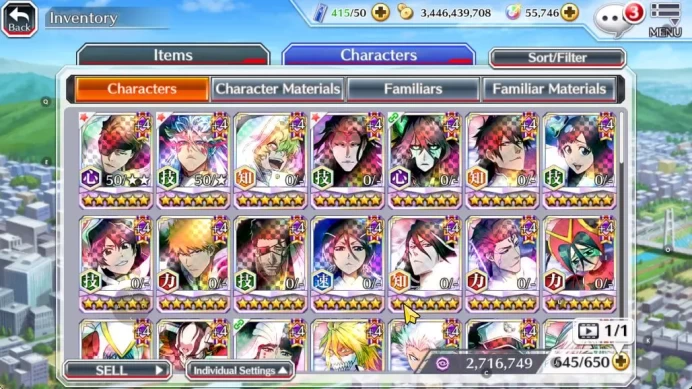 Global|BP 1,3M+1K CC|55K Orb|2 MT|5 TYBW26 Gremy,Aizen,Ichigo,Etc,11th Aizen,Ulquiora,GrimJow,Etc|3 Char 5/5|Klab ID|BBS3053