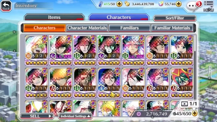 Global|BP 1,3M+1K CC|55K Orb|2 MT|5 TYBW26 Gremy,Aizen,Ichigo,Etc,11th Aizen,Ulquiora,GrimJow,Etc|3 Char 5/5|Klab ID|BBS3053
