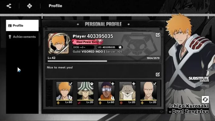 Nuverse SEA|Lvl 42|8 SSR|5 Sign|[Ichigo DZB1,TosenB1,YoruichiB1,Sajin,Ikkaku]+Stamp,Mayuri,Byakuya,Urahara|Log Google|BSR1324