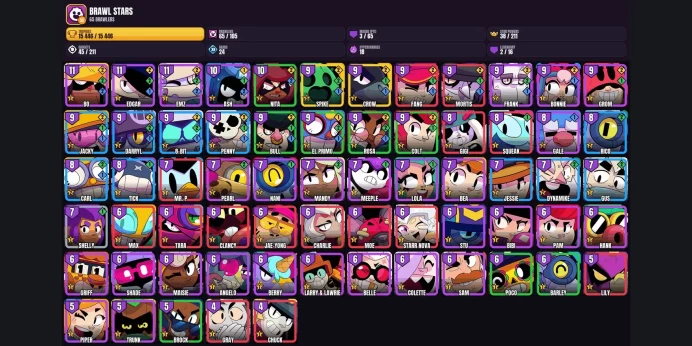 【Android/iOS】 65 BRAWLERS ✨ 3 MAXED ⭐ 2 LEGENDARY ✨ 15446 TROPHIES ✅ SPIKE ⚡ CROW ⭐ JACKY ✨ GALE ✅ BULL ⚡ ASH ⭐ DARRYL ✨ EL PRIMO ✅ GIGI ⚡ NITA