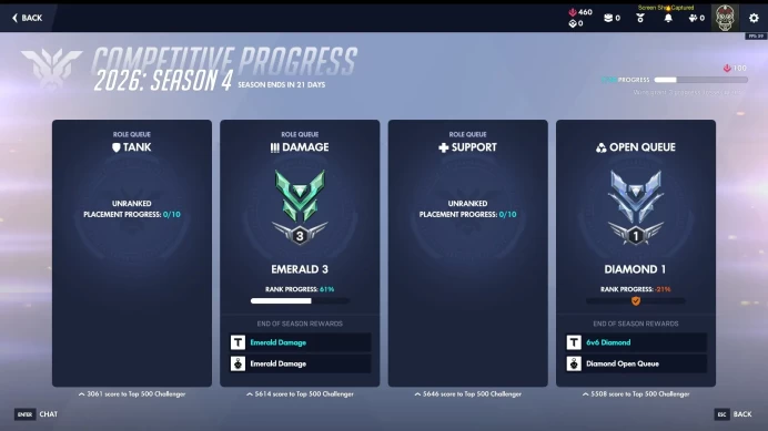OW707 //Diamond Open queue (6vs6)/ (Diamond) / / Emerald DPS/