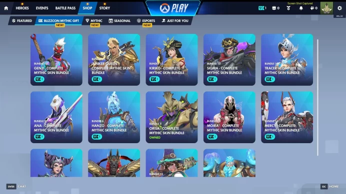 OW710 // Mythic Orisa + Genji/ +1 Free Mythic of your choice! / Ready for rank/ +15 Legendaries skins