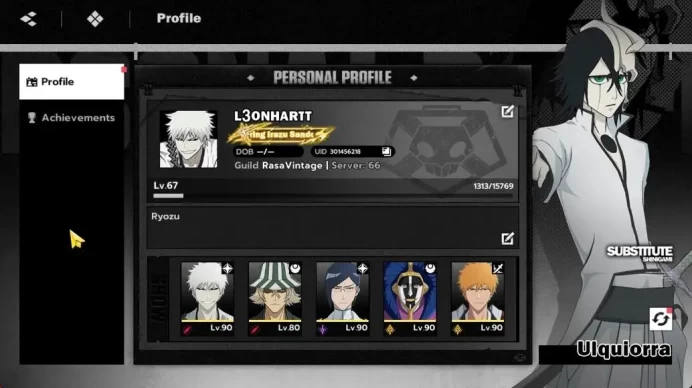 Nuverse SEA Lv 67|9 SSR|7 Sign|[Ichigo DZ,Mayuri,Ishida Vollstanding,Ichigo IH,Urahara,Tosen,Byakuya]+Stamp,etc|Google|BSR1365