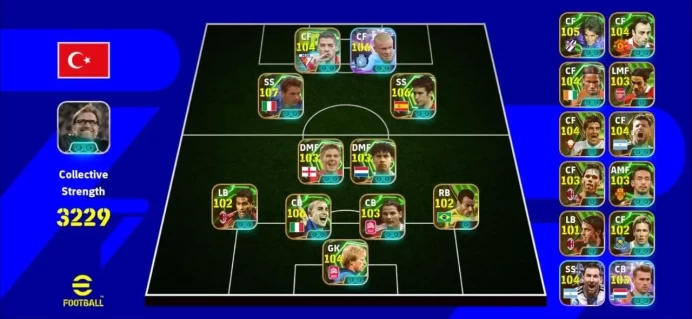 3229 Collective Strength | Only Konami | 107 Baggio - 106 Raul - 106 Haaland - 106 Cannavaro | Batistuta - Drogba | Balanced Meta Team