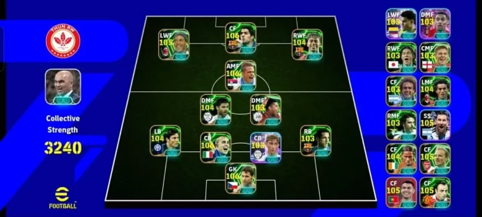 3240 Collective Strength | Only Konami | 106 Suarez - Ronaldinho - Lamine | 106 Cannavaro - 106 Young Cech | Zanetti - Xabi Alonso | Meta Team