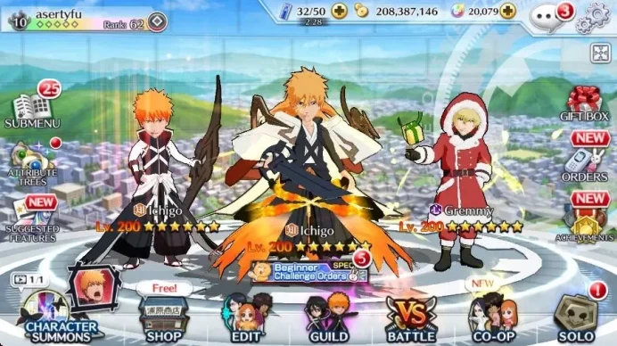 Global | 79K BP+20K Orb+208M Coins|(Ichigo,Gremmy,Grimmjow)|Fresh All Story| KlabID|Check SS BBS782Z