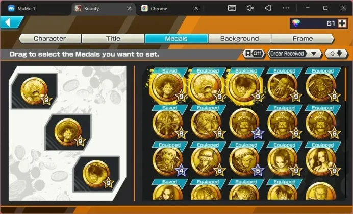 Android |4 EX|2 Max|PR 16|GP Gol D.Roger Max,GF MonkeyD.Luffy Max,GP Edward Newgate,Etc|RD 61|LogBandai CheckSS OPBR565B