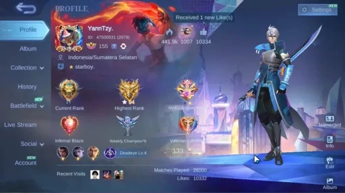 Hero 133|Skin 387|Legend Valir,KoF Chou&Karina,Transformer Roger,KFP Thamuz,Prime Yu Zhong,Collector Pharsa,etc|Moonton|MLBB2549