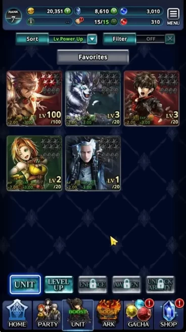 Global|Rank 7|8610 Crystal|Collab Devil May Cry ( Vergil )|Top Tier Unit ( Great Hero Adel )|7 SSR Ark|LC1606