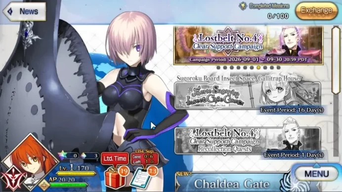 NA|Starter Fuyuki Lv 1|2 SSR Servant|Qin Shi Huang,Oberon|Kaleidoscope|Golden Apple 42|BirthDay Unset|Log Code|Check SS|FGO1010