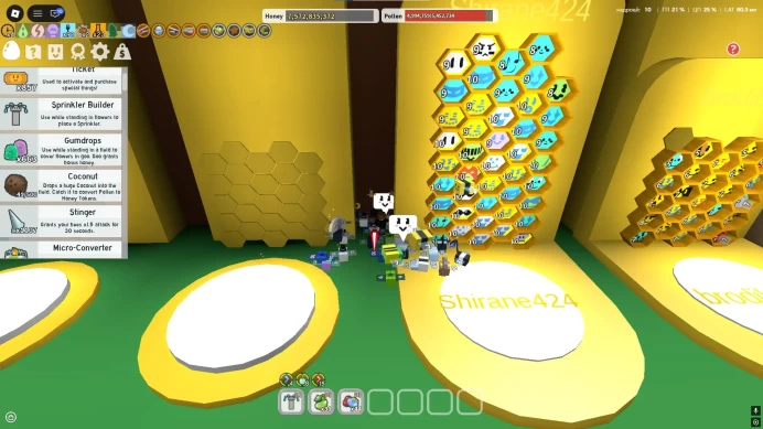 ROBLOX6958 // ACCOUNT WITH 5 EVENT /44 BEES /857 TICKETS + GUMMY BEE + 1 MYTHIC BEE + 1 DIAMOND EGG/ 7.572KKК honey /10-8 lvl