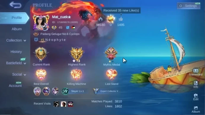 Hero 101|Skin 129|Ex Glory 73|2 Dragon Tamer(Estes,Masha),Gaara(Vale),3 Epic,MYTH24(Clint),Mystic(Lesley),Etc|Moonton|MLBB2560