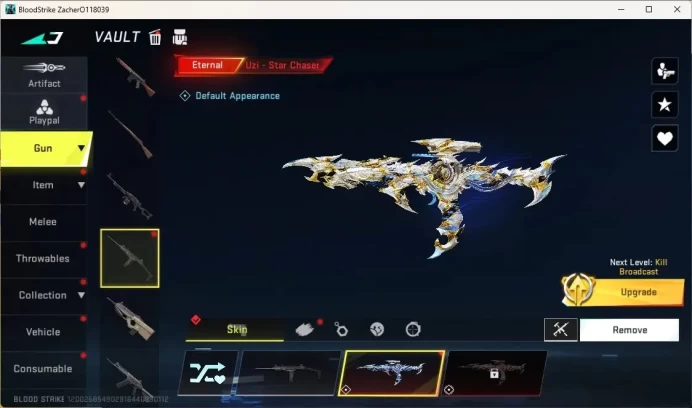 ASIA|Eternal Gun:Uzi-Star Chaser|1 Ultra & 1 Legendary Gun|1 Epic Rename Card|Check SS BS3648B