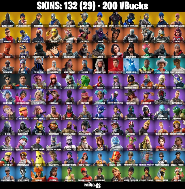 132 SKINS | OG RAIDERS RAIDER'S REVENGE BLACK AND GOLD | BLACK KNIGHT | SPARKLE SPECIALIST | REAPER | BLUE SQUIRE | ROYALE KNIGHT | ELITE AGENT