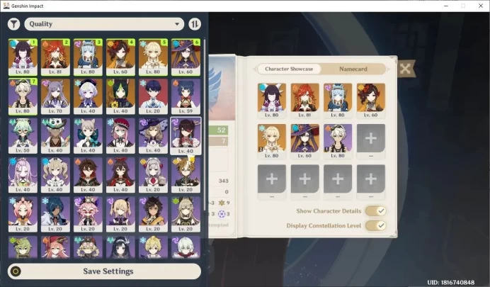 ASIA|AR 52|4 Limited+3(*5Wpn)|Mavuika,Columbina,Ineffa,Chiori|Check SS|TakeMail(GI1567Z)