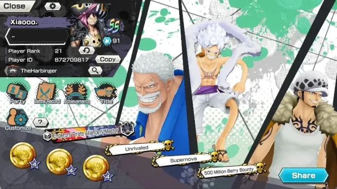Android |8 EX|5 Max|PR 21|Gol D.Roger,Kuzan,D.luffy,Law,etc|RD 73|LogBandai CheckSS OPBR691B