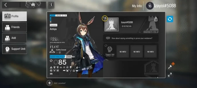 Global Lv 16|85 Op +2 Outfits|2 Limited (SilverAsh Reignfrost,YU) Lemuen,Surtr,Saria,Mountain|Take Mail|Check SS|AK1808