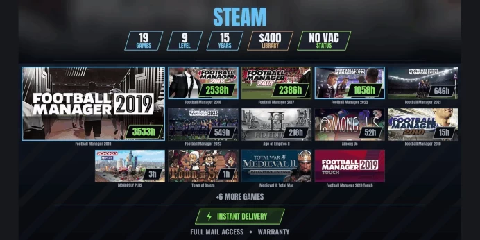 【19 Games⭐$403】 Football Manager 2019, Football Manager 2018, Football Manager 2017, Football Manager 2022, Football Manager 2021
