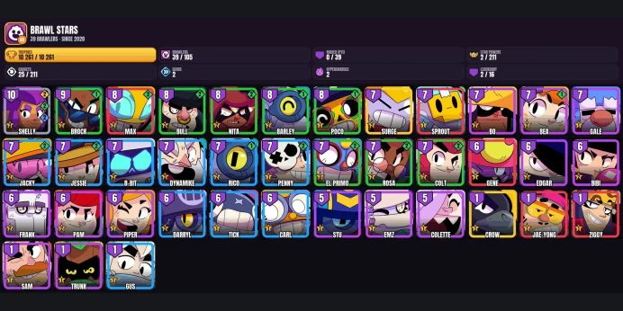 【Android/iOS】 39 BRAWLERS ⭐ 2 LEGENDARY ✨ 10261 TROPHIES ✅ CROW ⚡ SURGE ⭐ SHELLY ✨ EDGAR ✅ EL PRIMO ⚡ BULL ⭐ BO ✨ DARRYL ✅ JACKY ⚡ NITA ⭐ ROSA