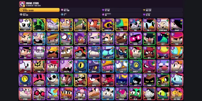 【Android/iOS】 82 BRAWLERS ⚡ 17 MAXED ⭐ 9 LEGENDARY ✨ 26033 TROPHIES ✅ KENJI ⚡ SURGE ⭐ CHESTER ✨ CORDELIUS ✅ AMBER ⚡ KIT ⭐ LEON ✨ DRACO ✅ SPIKE