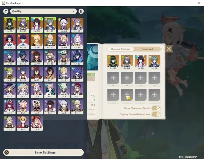 ASIA|AR 55|Nefer Prem Team|4 Limited + 1 (*5 Weapon)|Lauma + Signature,Columbina,Lohen|Male MC|Take Mail|Check SS|GI8176