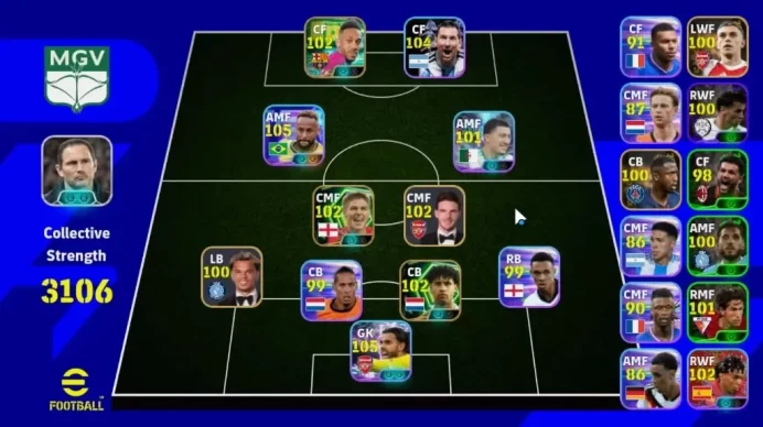 Android|Power 3106|7 Show Time Neymar Jr,David Raya,Lionel Messi,Ibrahim Maza|3 Epic Aubameyang,Steven Gerrard|PES2027|EF4044