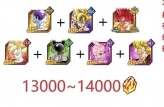 [Android]DBZ Dokkan Battle GLOBAL -The character in picture + 13000-14000 Dragon Stones
