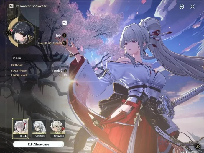 Sv HMT|UL 11|1 Limited|( Hiyuki ) +Std Calcharo, Lingyang|Low Explore n Quest|DB Lv 4|Female MC|Log Kuro|Take Email|(WW4328)