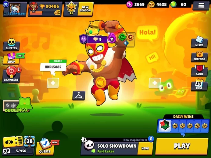 90 k trophy/106 brawl |284 skin |42 hypercarghed _max/60 gem(B88)