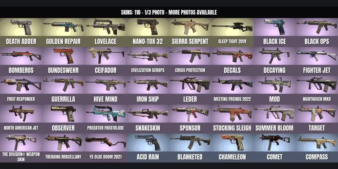 [PC + XB] ⭐【137 SKINS】✅【59 Operators】 ✅ LVL 153 ✅ READY RANKED ✅ NANO-TOX 32, DEATH ADDER, SLEEP TIGHT 2019, GOLDEN REPAIR, SIERRA SERPENT ✨