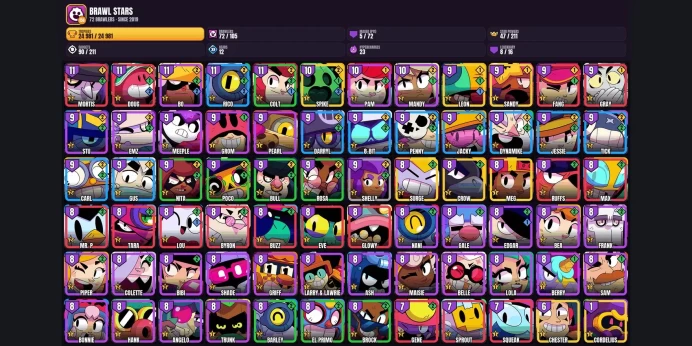 【Android/iOS】 72 BRAWLERS ✅ 5 MAXED ⚡ 8 LEGENDARY ✨ 24981 TROPHIES ⭐ MEG ✨ CORDELIUS ✅ CHESTER ⚡ SPIKE ⭐ CROW ✨ LEON ✅ SURGE ⚡ SANDY ⭐ RICO ✨ BO