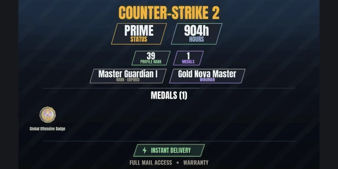 【4 Games】【CS2 Prime Premier✅904h⚡39 LVL】 Global Offensive Badge | Live Wallpaper Master, Free Call of Duty: Modern Warfare III