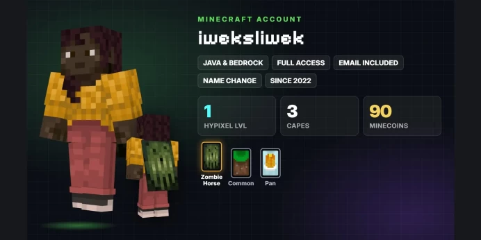 ⚡ 3 Capes: Zombie Horse, Common, Pan ✅ Java & Bedrock & Full Access