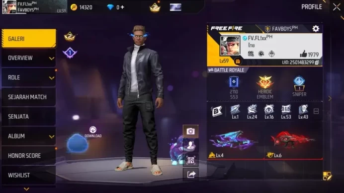 INDO|M1887 Emerald Power|Scar Megalodon Alpha,AK47 Blue Flame D,Parafal Lore Cyc|Fist Bubbly Waves|281 Vault 96 Bundle|FF1554